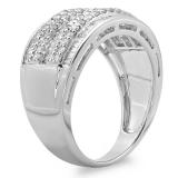 1.25 Carat (ctw) 10K White Gold Round & Baguette Cut Diamond Ladies Anniversary Wedding Band 1 1/4 CT