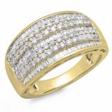 1.25 Carat (ctw) 10K Yellow Gold Round & Baguette Cut Diamond Ladies Anniversary Wedding Band 1 1/4 CT