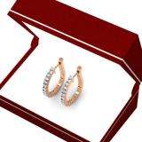 0.25 Carat (ctw) 14K Rose Gold Round Cut Diamond Ladies Hoop Earrings 1/4 CT