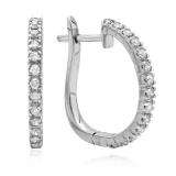 0.25 Carat (ctw) 14K White Gold Round Cut Diamond Ladies Hoop Earrings 1/4 CT