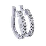 0.25 Carat (ctw) 14K White Gold Round Cut Diamond Ladies Hoop Earrings 1/4 CT