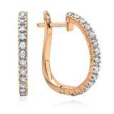 0.25 Carat (ctw) 18K Rose Gold Round Cut Diamond Ladies Hoop Earrings 1/4 CT