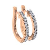 0.25 Carat (ctw) 18K Rose Gold Round Cut Diamond Ladies Hoop Earrings 1/4 CT