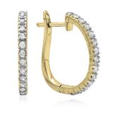 0.25 Carat (ctw) 18K Yellow Gold Round Cut Diamond Ladies Hoop Earrings 1/4 CT