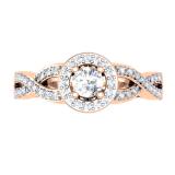 0.50 Carat (ctw) 10K Rose Gold Round Diamond Ladies Swirl Split Shank Bridal Halo Style Engagement Ring 1/2 CT