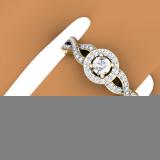 0.50 Carat (ctw) 10K Yellow Gold Round Diamond Ladies Swirl Split Shank Bridal Halo Style Engagement Ring 1/2 CT