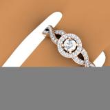 0.50 Carat (ctw) 14K Rose Gold Round Diamond Ladies Swirl Split Shank Bridal Halo Style Engagement Ring 1/2 CT