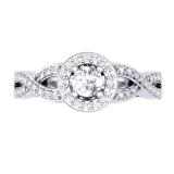 0.50 Carat (ctw) 14K White Gold Round Diamond Ladies Swirl Split Shank Bridal Halo Style Engagement Ring 1/2 CT