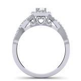 0.50 Carat (ctw) 14K White Gold Round Diamond Ladies Swirl Split Shank Bridal Halo Style Engagement Ring 1/2 CT
