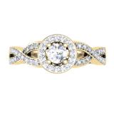 0.50 Carat (ctw) 14K Yellow Gold Round Diamond Ladies Swirl Split Shank Bridal Halo Style Engagement Ring 1/2 CT