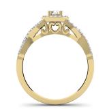 0.50 Carat (ctw) 14K Yellow Gold Round Diamond Ladies Swirl Split Shank Bridal Halo Style Engagement Ring 1/2 CT