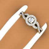 0.50 Carat (ctw) 14K Yellow Gold Round Diamond Ladies Swirl Split Shank Bridal Halo Style Engagement Ring 1/2 CT