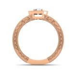 0.50 Carat (ctw) 10K Rose Gold Round Diamond Ladies Split Shank Bridal Vintage Halo Style Engagement Ring 1/2 CT