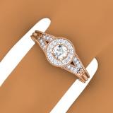 0.50 Carat (ctw) 10K Rose Gold Round Diamond Ladies Split Shank Bridal Vintage Halo Style Engagement Ring 1/2 CT