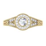0.50 Carat (ctw) 10K Yellow Gold Round Diamond Ladies Split Shank Bridal Vintage Halo Style Engagement Ring 1/2 CT