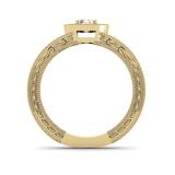 0.50 Carat (ctw) 10K Yellow Gold Round Diamond Ladies Split Shank Bridal Vintage Halo Style Engagement Ring 1/2 CT