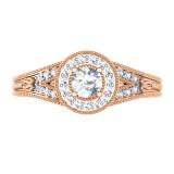 0.50 Carat (ctw) 14K Rose Gold Round Diamond Ladies Split Shank Bridal Vintage Halo Style Engagement Ring 1/2 CT