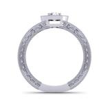 0.50 Carat (ctw) 18K White Gold Round Diamond Ladies Split Shank Bridal Vintage Halo Style Engagement Ring 1/2 CT
