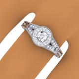 0.50 Carat (ctw) 18K White Gold Round Diamond Ladies Split Shank Bridal Vintage Halo Style Engagement Ring 1/2 CT