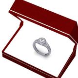 0.50 Carat (ctw) 18K White Gold Round Diamond Ladies Split Shank Bridal Vintage Halo Style Engagement Ring 1/2 CT