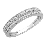 0.25 Carat (ctw) 14K White Gold Round Diamond Ladies Double Row Milgrain Anniversary Wedding Band 1/4 CT