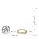 0.25 Carat (ctw) 14K Yellow Gold Round Diamond Ladies Double Row Milgrain Anniversary Wedding Band 1/4 CT