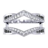 0.50 Carat (ctw) 10K White Gold Round Black & White Diamond Ladies Anniversary Wedding Band Enhancer Guard Double Ring 1/2 CT