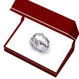 0.50 Carat (ctw) 10K White Gold Round Black & White Diamond Ladies Anniversary Wedding Band Enhancer Guard Double Ring 1/2 CT