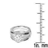 0.50 Carat (ctw) 10K White Gold Round Black & White Diamond Ladies Anniversary Wedding Band Enhancer Guard Double Ring 1/2 CT