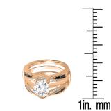 0.50 Carat (ctw) 14K Rose Gold Round Black & White Diamond Ladies Anniversary Wedding Band Enhancer Guard Double Ring 1/2 CT