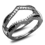 0.50 Carat (ctw) Black Rhodium Plated 18K White Gold Round Black & White Diamond Ladies Anniversary Wedding Stackable Band 1/2 CT