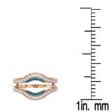 0.50 Carat (ctw) 14K Rose Gold Round Blue & White Diamond Ladies Anniversary Wedding Band Enhancer Guard Double Ring 1/2 CT