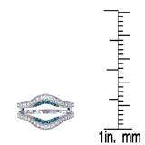 0.50 Carat (ctw) 14K White Gold Round Blue & White Diamond Ladies Anniversary Wedding Band Enhancer Guard Double Ring 1/2 CT