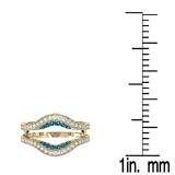 0.50 Carat (ctw) 14K Yellow Gold Round Blue & White Diamond Ladies Anniversary Wedding Band Enhancer Guard Double Ring 1/2 CT