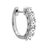 0.25 Carat (ctw) Round Diamond Ladies Five Stone Hoop Earring (Only 1Pc) 1/4 CT 10K White Gold