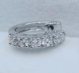 0.25 Carat (ctw) Round Diamond Ladies Five Stone Hoop Earring (Only 1Pc) 1/4 CT 14K White Gold
