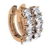 0.50 Carat (ctw) 18K Rose Gold Real Round Cut White Diamond Ladies Huggies Hoop Earrings 1/2 CT
