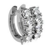 0.50 Carat (ctw) 18K White Gold Real Round Cut White Diamond Ladies Huggies Hoop Earrings 1/2 CT