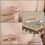 0.50 Carat (ctw) 10K Rose Gold Princess & Round Cut Diamond Ladies Split Shank Bridal Halo Engagement Ring 1/2 CT