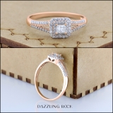0.50 Carat (ctw) 10K Rose Gold Princess & Round Cut Diamond Ladies Split Shank Bridal Halo Engagement Ring 1/2 CT