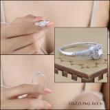 0.50 Carat (ctw) 18K White Gold Princess & Round Cut Diamond Ladies Split Shank Bridal Halo Engagement Ring 1/2 CT