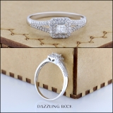 0.50 Carat (ctw) 18K White Gold Princess & Round Cut Diamond Ladies Split Shank Bridal Halo Engagement Ring 1/2 CT