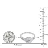 0.50 Carat (ctw) 18K White Gold Princess & Round Cut Diamond Ladies Split Shank Bridal Halo Engagement Ring 1/2 CT