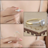 0.50 Carat (ctw) 18K Yellow Gold Princess & Round Cut Diamond Ladies Split Shank Bridal Halo Engagement Ring 1/2 CT