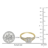 0.50 Carat (ctw) 18K Yellow Gold Princess & Round Cut Diamond Ladies Split Shank Bridal Halo Engagement Ring 1/2 CT