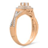 0.60 Carat (ctw) 14K Rose Gold Round Cut Diamond Ladies Crossover Swirl Bridal Halo Engagement Ring