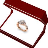 0.60 Carat (ctw) 14K Rose Gold Round Cut Diamond Ladies Crossover Swirl Bridal Halo Engagement Ring