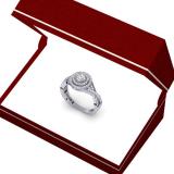 0.60 Carat (ctw) 14K White Gold Round Cut Diamond Ladies Crossover Swirl Bridal Halo Engagement Ring