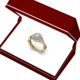 0.60 Carat (ctw) 14K Yellow Gold Round Cut Diamond Ladies Crossover Swirl Bridal Halo Engagement Ring