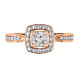0.50 Carat (ctw) 14K Rose Gold Round Diamond Ladies Halo Style Bridal Engagement Ring 1/2 CT